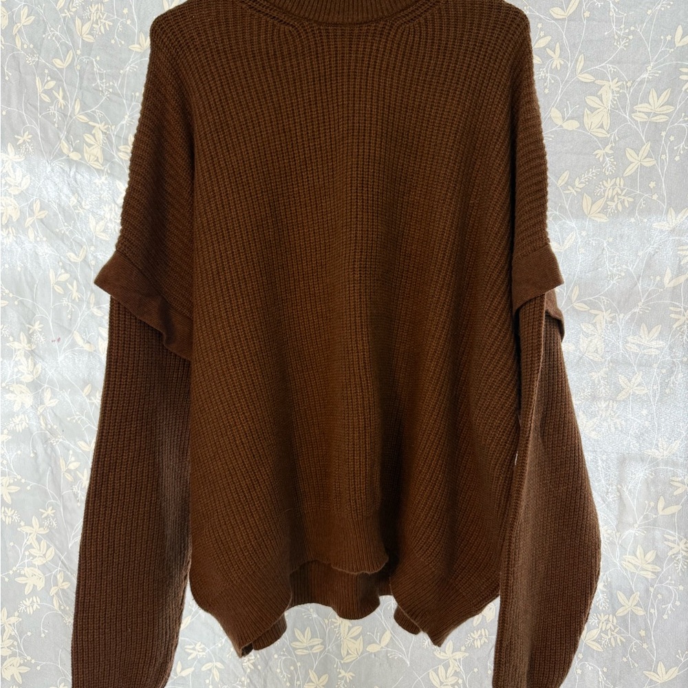 Terra & Sky Chocolate Brown Turtleneck Sweater